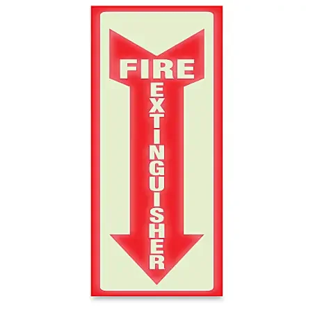 U.S. Stamp & Sign Glow-In-The-Dark Sign, “Fire Extinguisher”, 13″H x 4″W