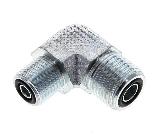 UN 11/16”-16 x UNF 9/16”-18 Male Zinc plated Steel 90 deg Elbow Fitting ORFS 630 Bar – Hydraulic
