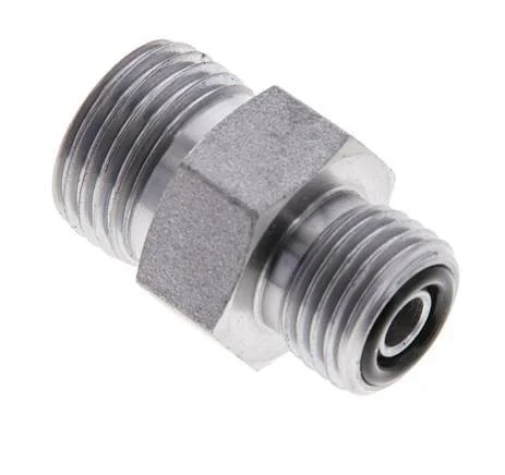 UN 11/16”-16 x UNF 9/16”-18 Zinc plated Steel Double Nipple ORFS 630 Bar – Hydraulic