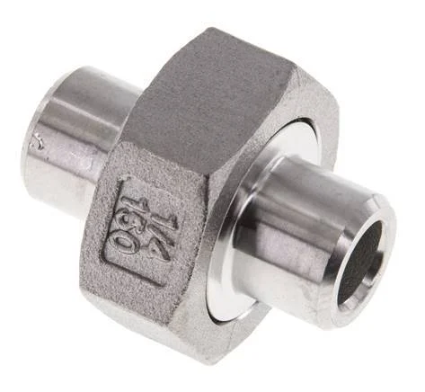Union Straight Connector 13.5mm Weld End Stainless Steel Conical Seal 16bar (224.8psi)
