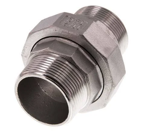 Union Straight Connector R1 1/2” Stainless Steel Flat Seal PTFE 16bar (224.8psi)