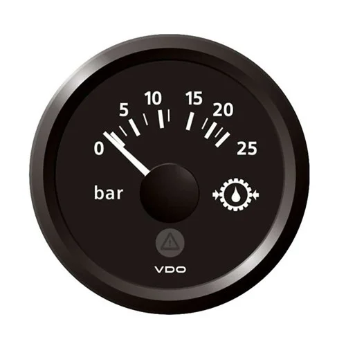 VDO Marine 2-1/16″ (52mm) ViewLine Transmission Oil Pressure 25 Bar/350 PSI – 8-32V – Black Dial Triangular Bezel [A2C59514139]