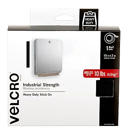 VELCRO® Brand Industrial Strength Velcro Self Stick Tape, 2″ x 15‘, Black