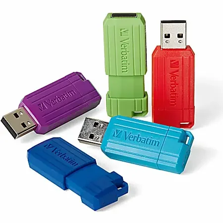 Verbatim 8GB PinStripe USB Flash Drive – 5pk – Assorted – 8GB – 5pk – Assorted