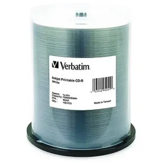 Verbatim Cd-R 700Mb 52X White Inkjet Printable – 100Pk Spindle