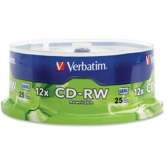 Verbatim Cd-Rw 700Mb 4X-12X High Speed With Branded Surface – 25Pk Spindle