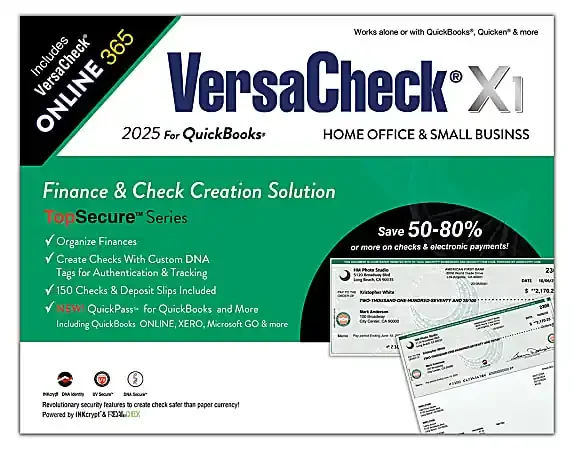 VersaCheck X1 For QuickBooks + VersaCheck ONLINE Gold Bundle, 2025, 1-Year Subscription, PC, Product Key/Download