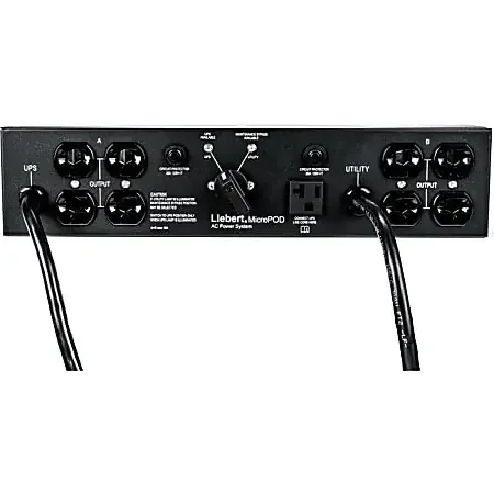 Vertiv Liebert MicroPOD – (8) NEMA 5-20R 16A UPS Maintenance Bypass/Switch – (3) NEMA 5-20P Max Current 16A AC 120V – MP2120C