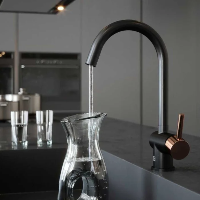 Vibrance Single Lever Matt Black & Copper Tyga Kitchen Sink Mixer Tap