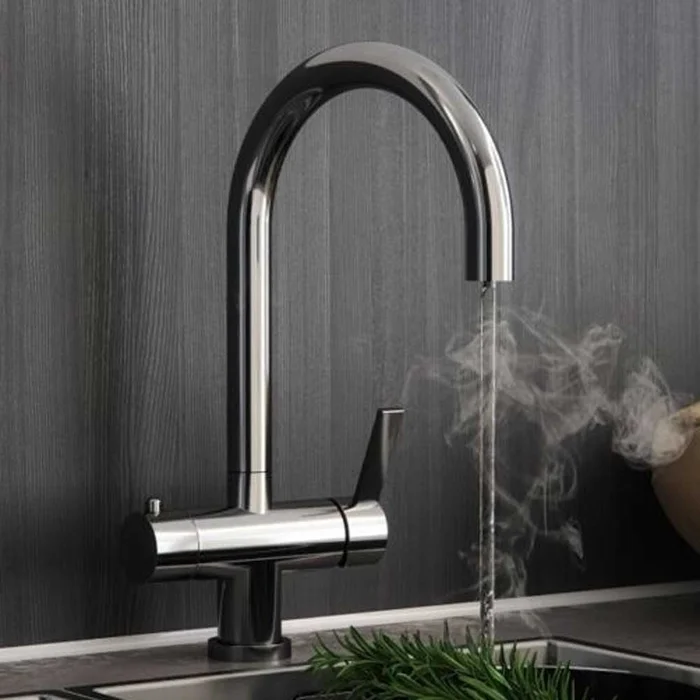 Vibrance Twin Lever Chrome Cromo 4 In 1 Instant Hot Water Kitchen Sink Mixer Tap