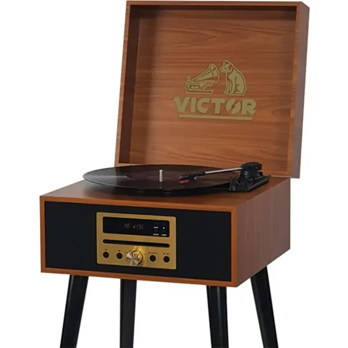 VICTOR Newbury 8-in-1 Wood Music Center with Chair Height Legs – Mahogany