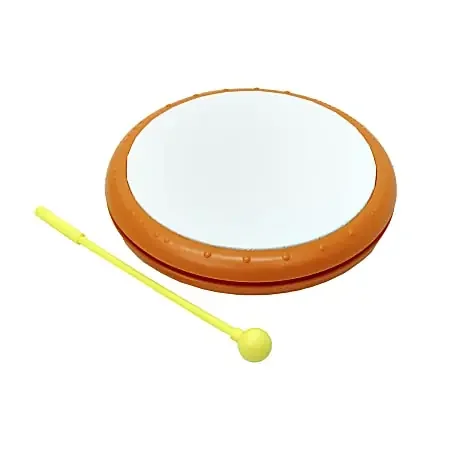 Westco Educational Products 8″ Plastic Frame Drum With Mallet, Orange/White