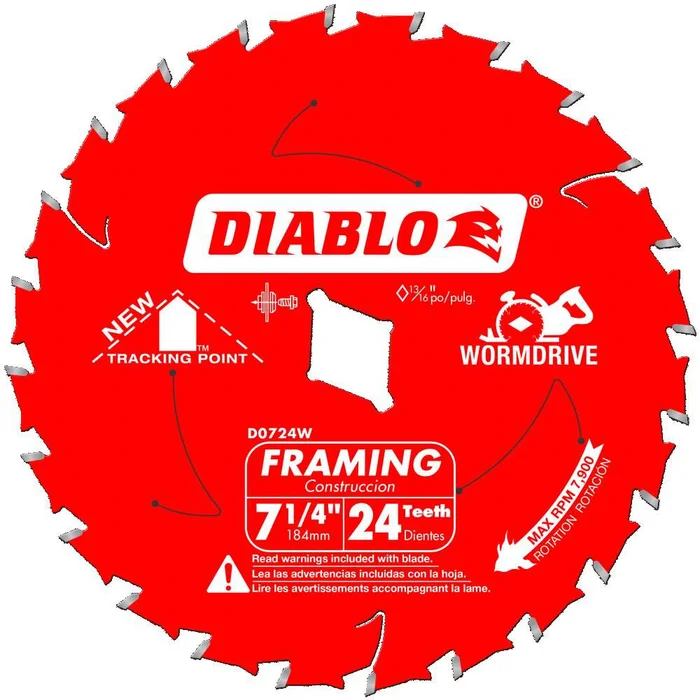 Wormdrive Framing Saw Blade 7-1/4in 24Tooth D0724W