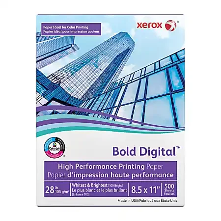 Xerox® Bold Digital® Printing Paper, 1 Ream, Letter Size (8 1/2″ x 11″), 100 (U.S.) Brightness, 28 Lb, FSC® Certified, Ream Of 500 sheets