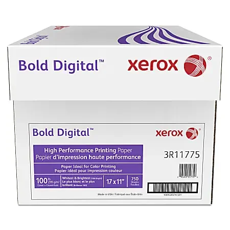Xerox® Bold Digital™ Printing Paper, 3 Reams, Ledger Size (17″x11″), 100 (U.S.) Brightness, 100 Lb Cover (270 gsm), 250 Sheets Per Ream – 3R11775