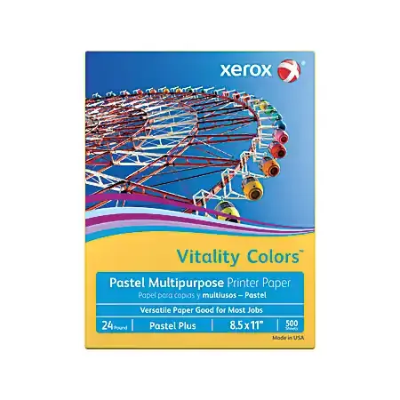 Xerox® Vitality Colors™ Pastel Plus Color Multi-Use Printer & Copy Paper, 1 Ream, Goldenrod, Letter (8.5″ x 11″), 500 Sheets/Ream, 24 Lb