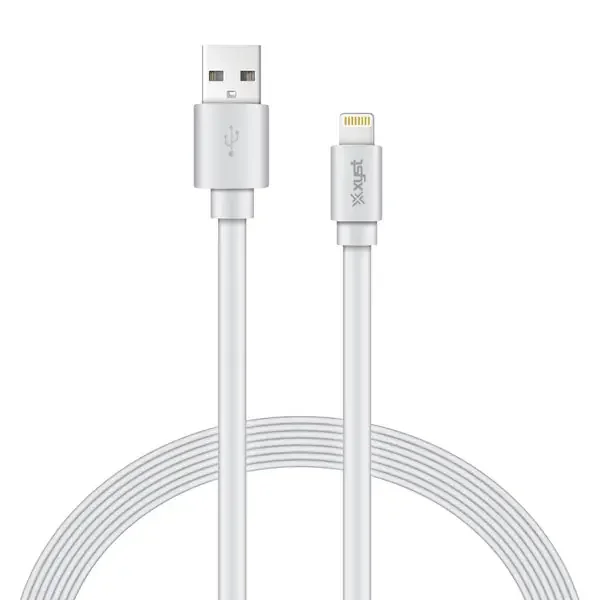 XYST XYS-L4604F Charge and Sync USB to Lightning Flat Cable, 4 Ft. (White)