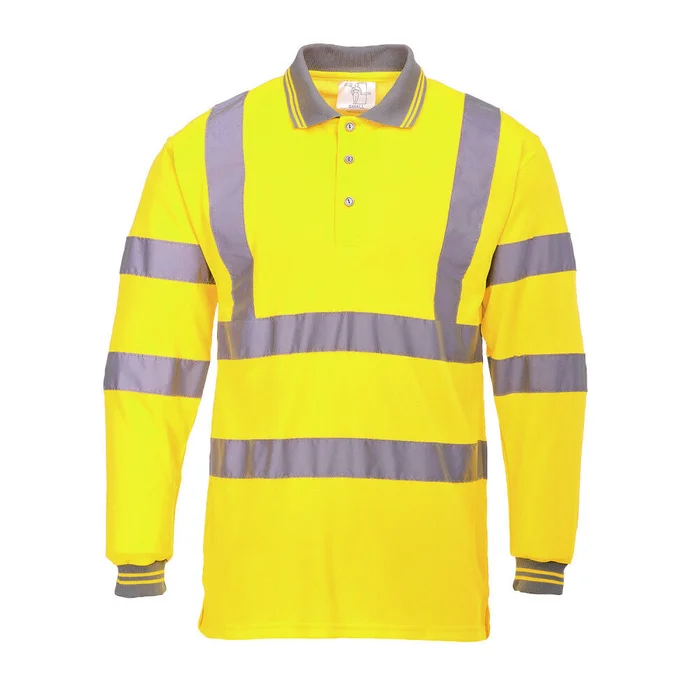 Yellow Hi-Vis Long Sleeved Polo Shirt – Small S277YERS