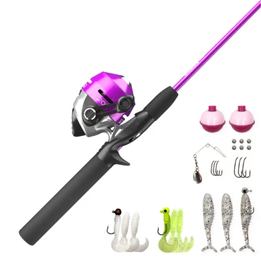 Zebco 202 Spincast Rod and Reel Combo with Tackle Kit – Pink