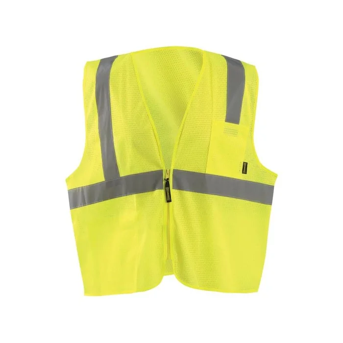 Zipper Safety Vest Yellow High Visibility Mesh Standard 4X ECO-IMZ-Y4X